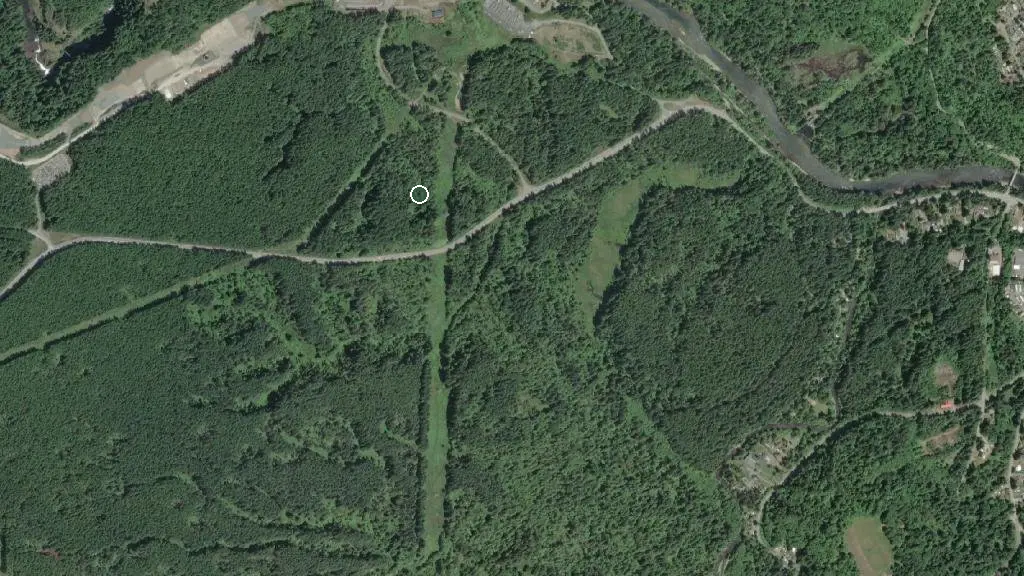 Aerial view of Elk Falls Provincial Park and surroundings