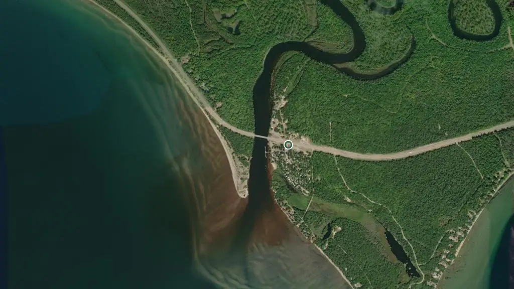 Aerial view of Sunset Shores Resort and surroundings