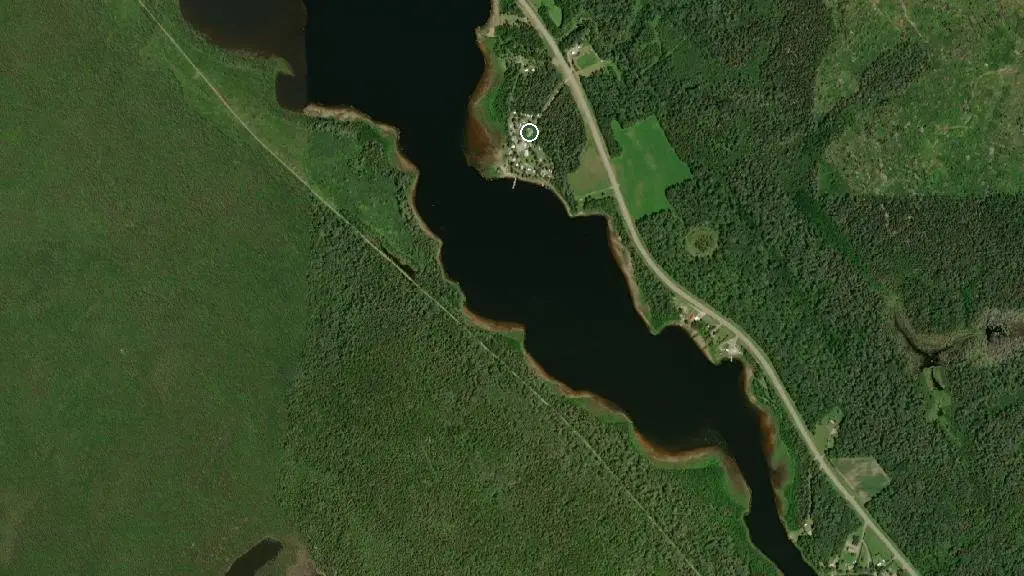 Aerial view of Elk Lake Wilderness Resort and surroundings