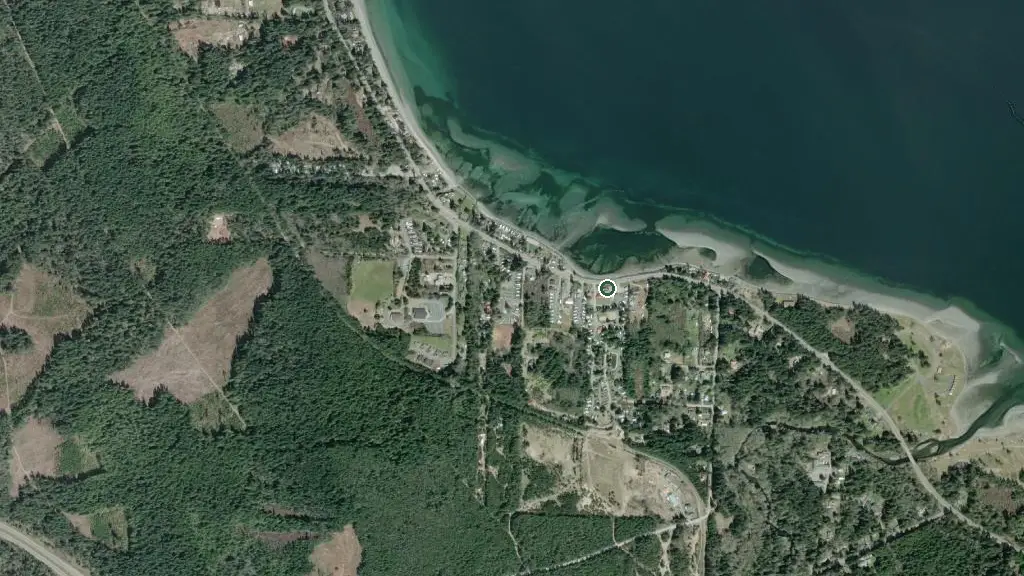 Aerial view of Qualicum Bay Resort and surroundings