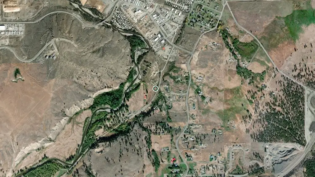Aerial view of Moon Shadows RV Park and Campground and surroundings