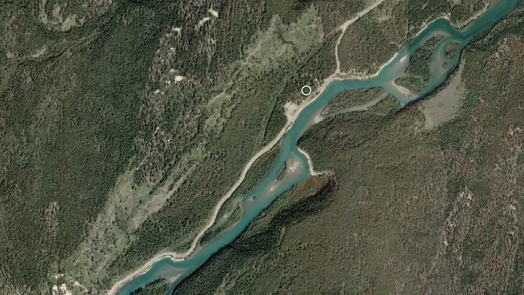 Aerial view of Takhini River Campground and surroundings