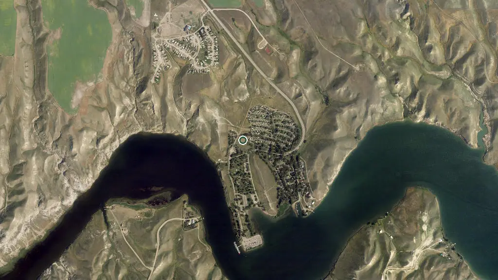 Aerial view of Little Bow Provincial Park and surroundings