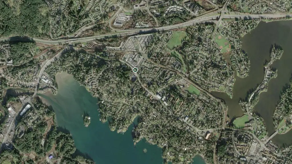 Aerial view of Fort Victoria RV Park and surroundings