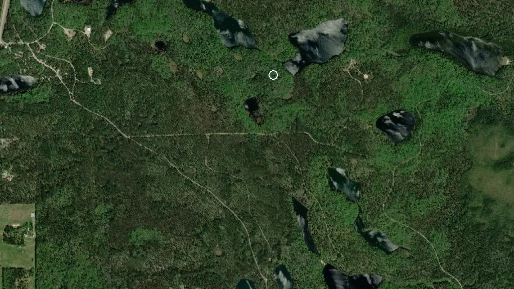 Aerial view of Kettle Lakes Provincial Park and surroundings