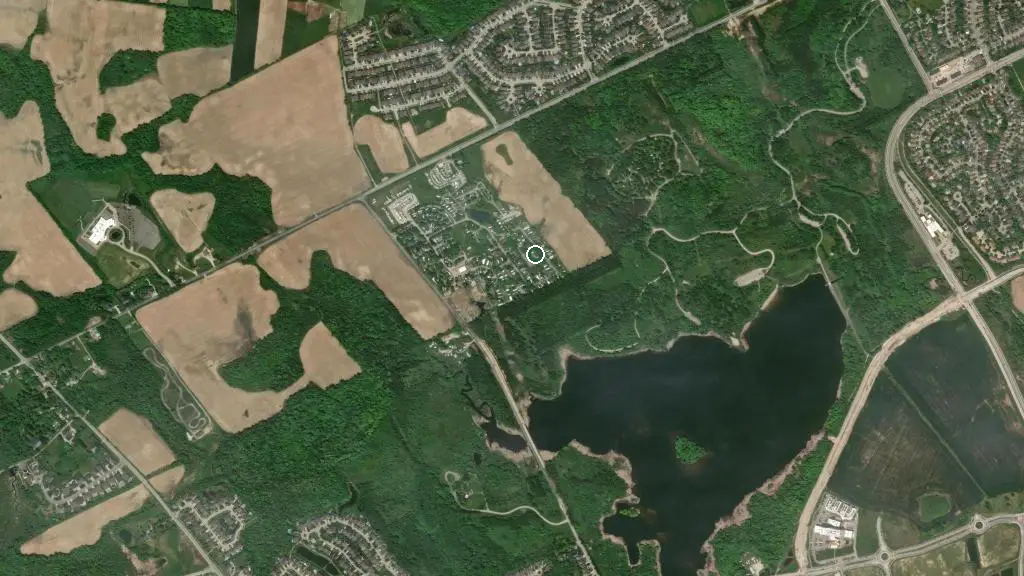 Aerial view of Green Acre Park and surroundings