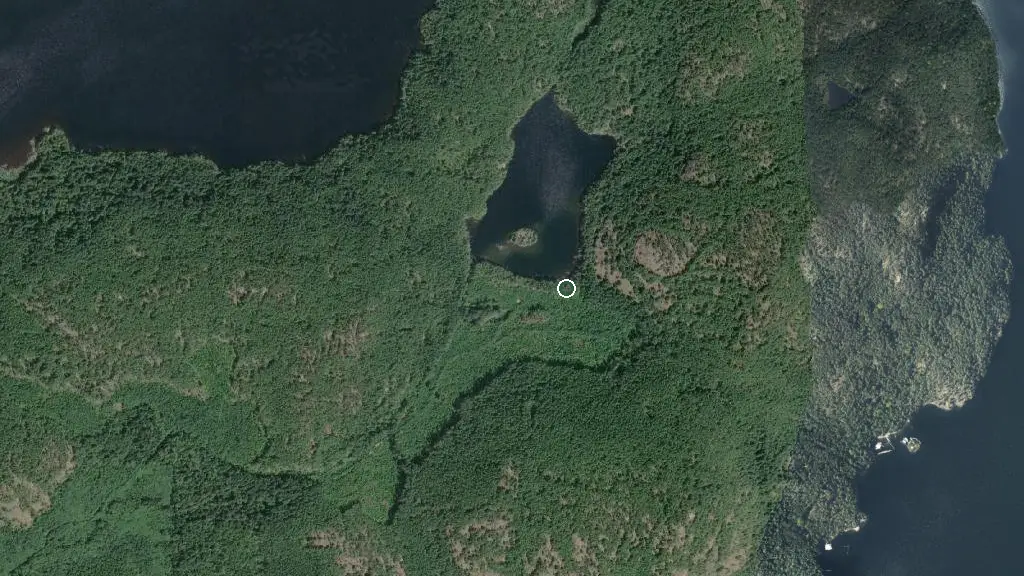 Aerial view of Little Sliammon Lake and surroundings
