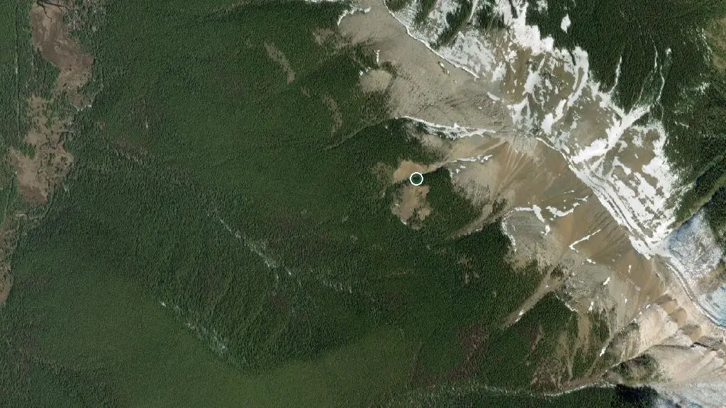 Aerial view of Rock Lake - Solomon Creek Wildland Provincial Park and surroundings