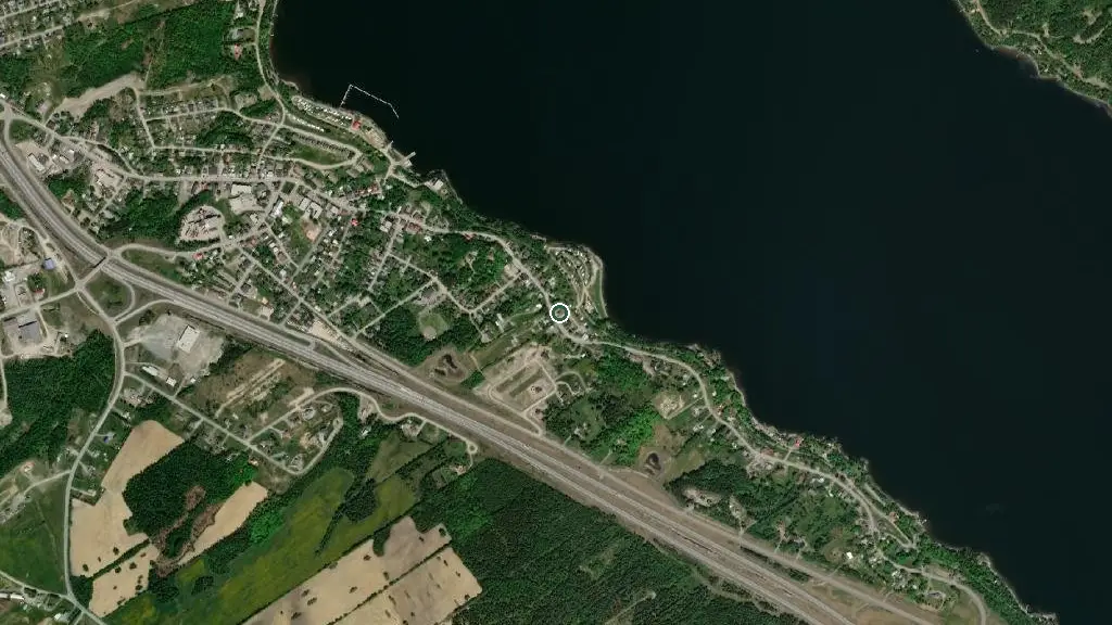 Aerial view of Camping Marina Témiscouata-sur-le-Lac and surroundings