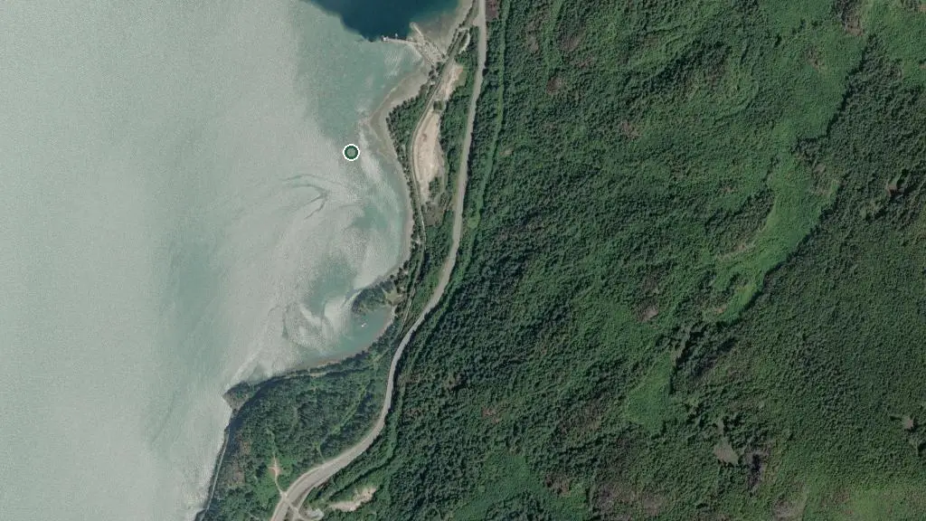 Aerial view of Porteau Cove Provincial Park and surroundings