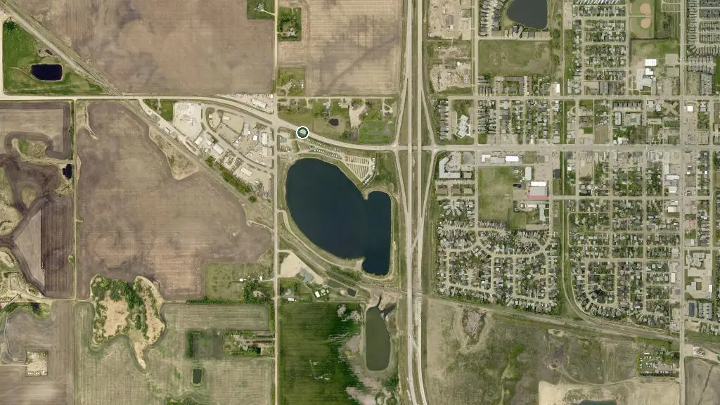 Aerial view of Morinville RV Park  Heritage Lake and surroundings