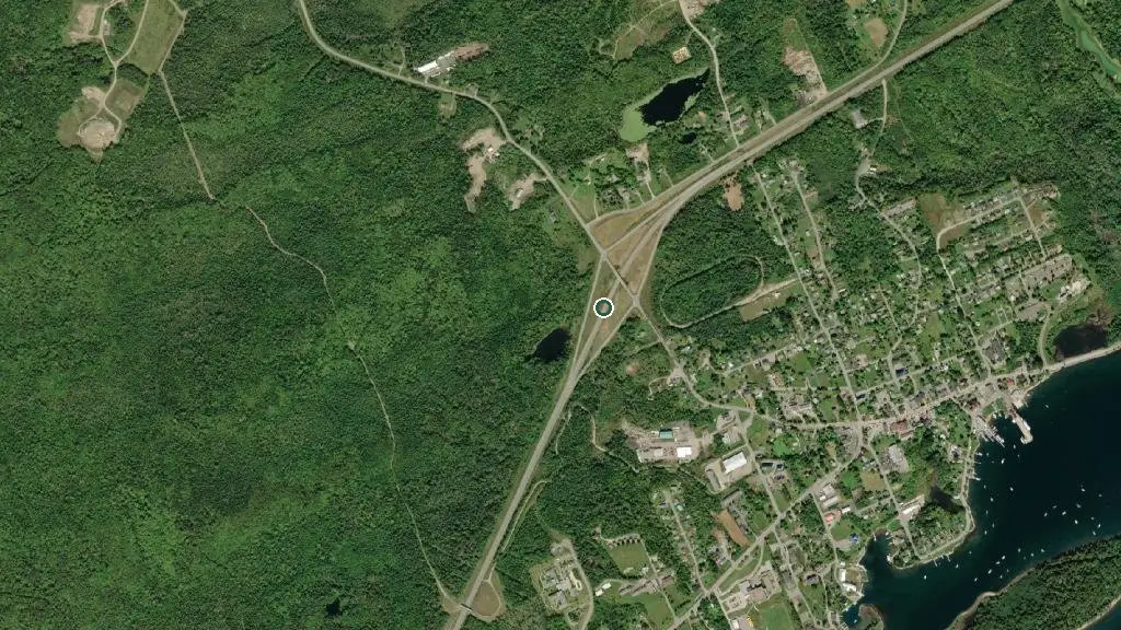 Aerial view of Bra D'Or Lakes Campground and surroundings
