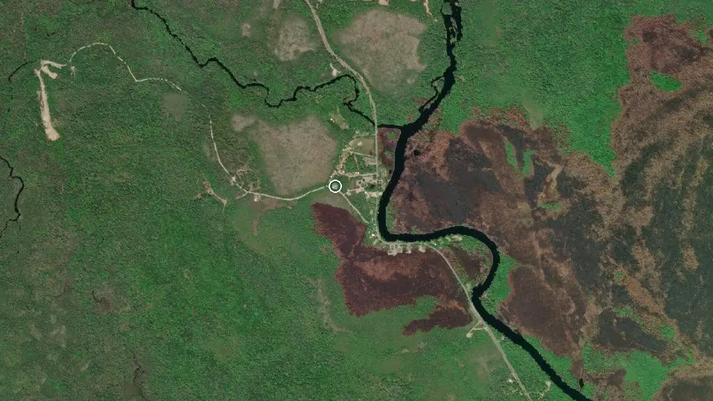 Aerial view of Clyde Farm Campground and surroundings