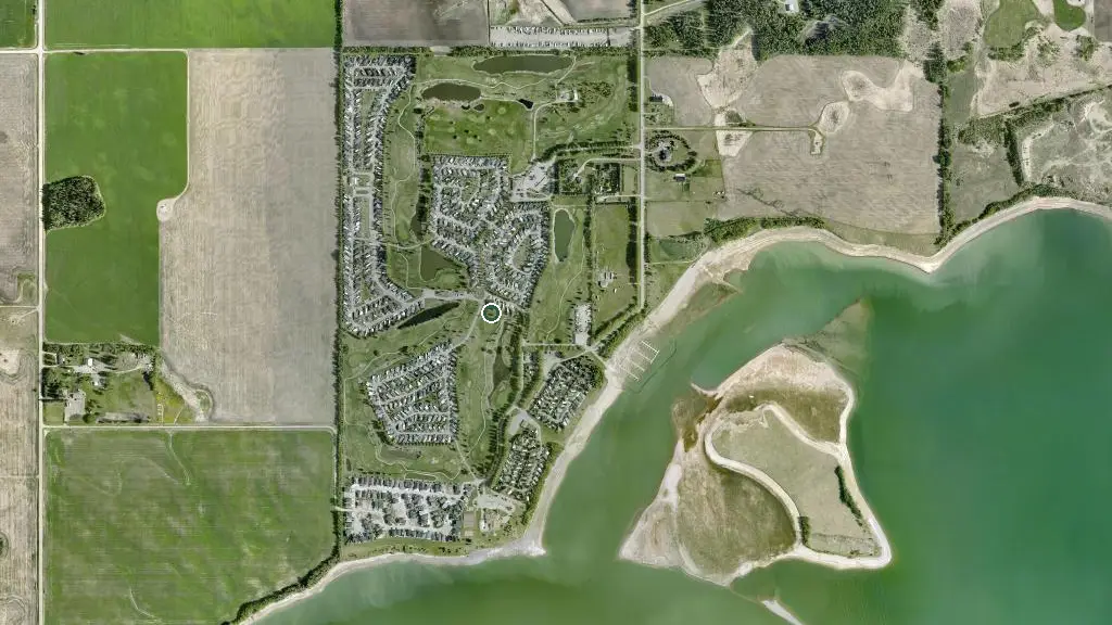 Aerial view of Gleniffer Lake Resorts and surroundings