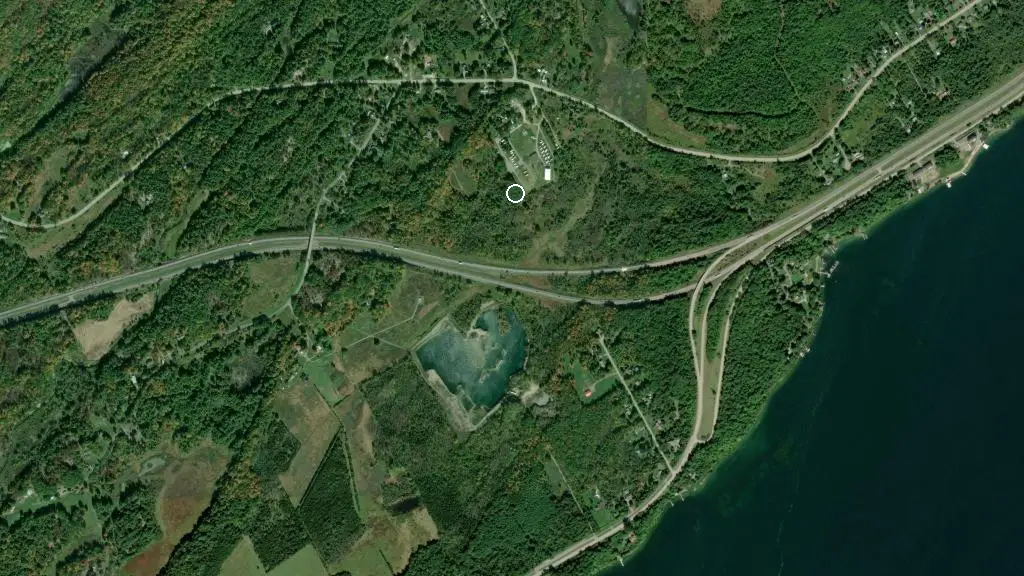 Aerial view of Happy Green Acres and surroundings