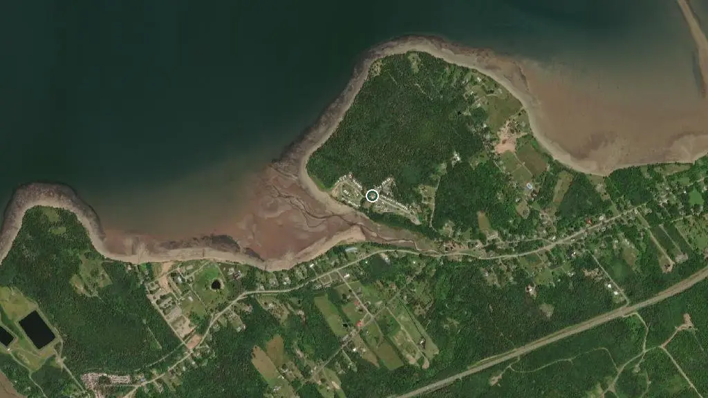 Aerial view of Jaggars Point Oceanfront Campground and surroundings