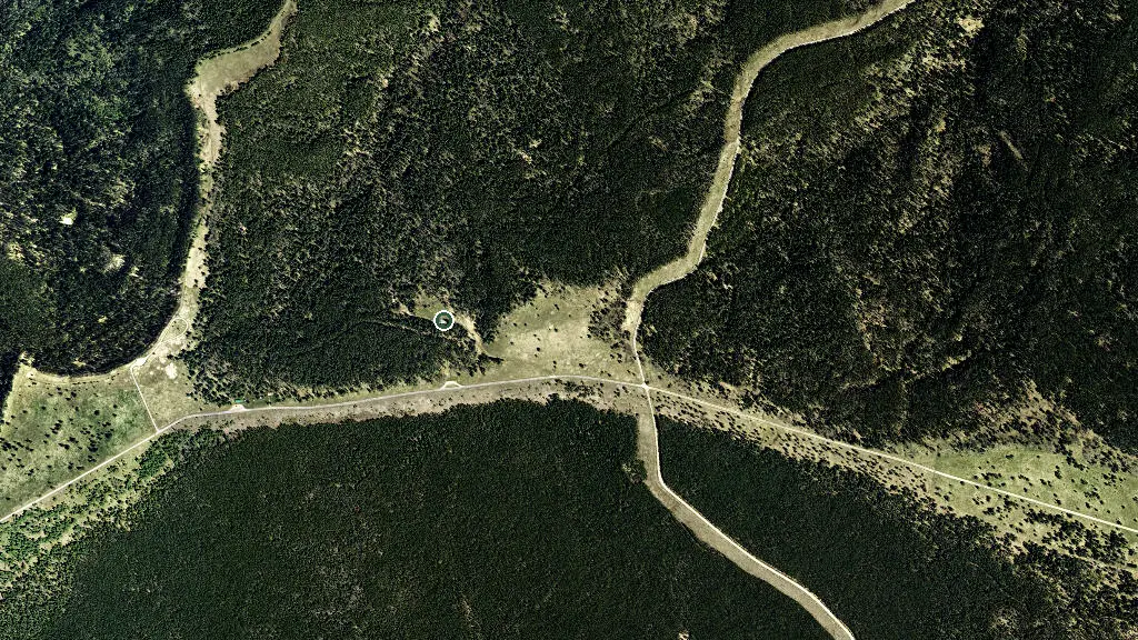 Aerial view of Nichol Springs Group Use, Cypress Hills Provincial Park and surroundings