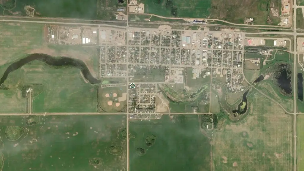 Aerial view of Killam Centennial Park Campground and surroundings