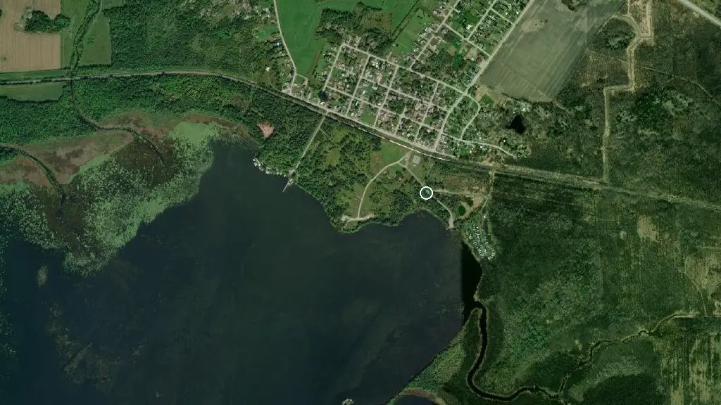 Aerial view of Cache Bay Trailer Park and surroundings
