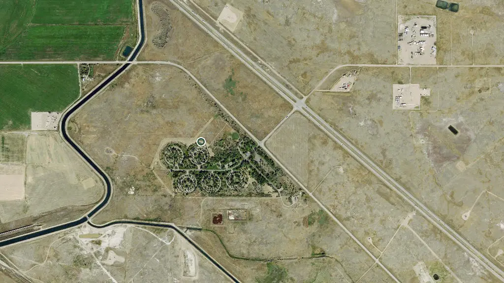 Aerial view of Tillebrook Provincial Park and surroundings