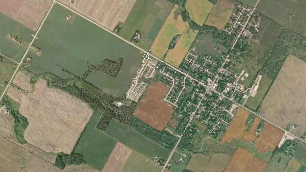 Aerial view of Pinetree Campground & RV Resort and surroundings