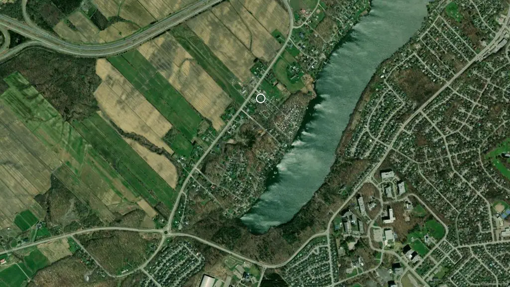 Aerial view of Camping Chalets Lac St-Augustin and surroundings