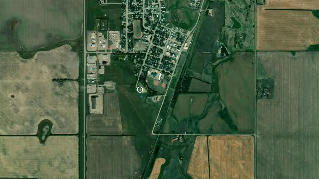 Aerial view of Frank Fooks Memorial Park and surroundings