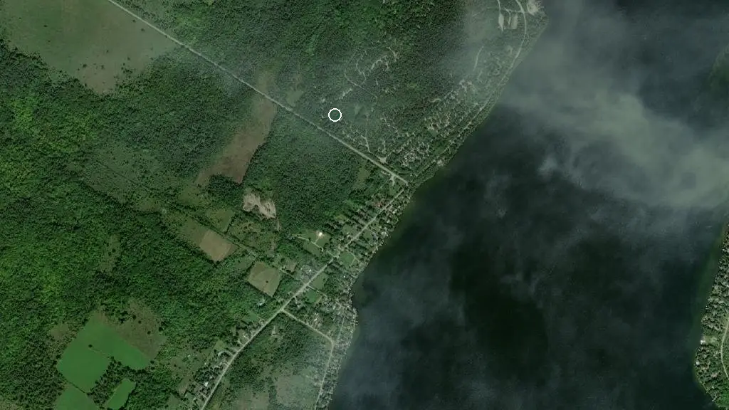 Aerial view of Balsam Lake Park - Hawthorn Campground and surroundings