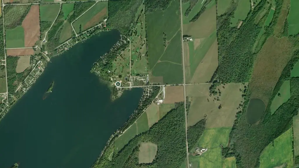 Aerial view of Chesley Lake Camp and surroundings
