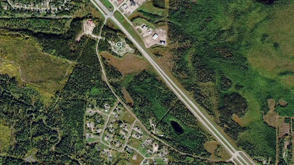 Aerial view of Whitecourt Lions Campground and surroundings