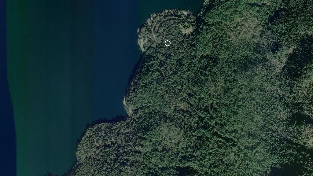 Aerial view of Entrance Bay Campground and surroundings