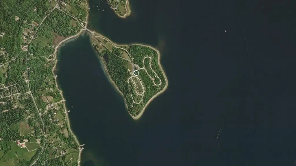 Aerial view of Graves Island Provincial Park and surroundings