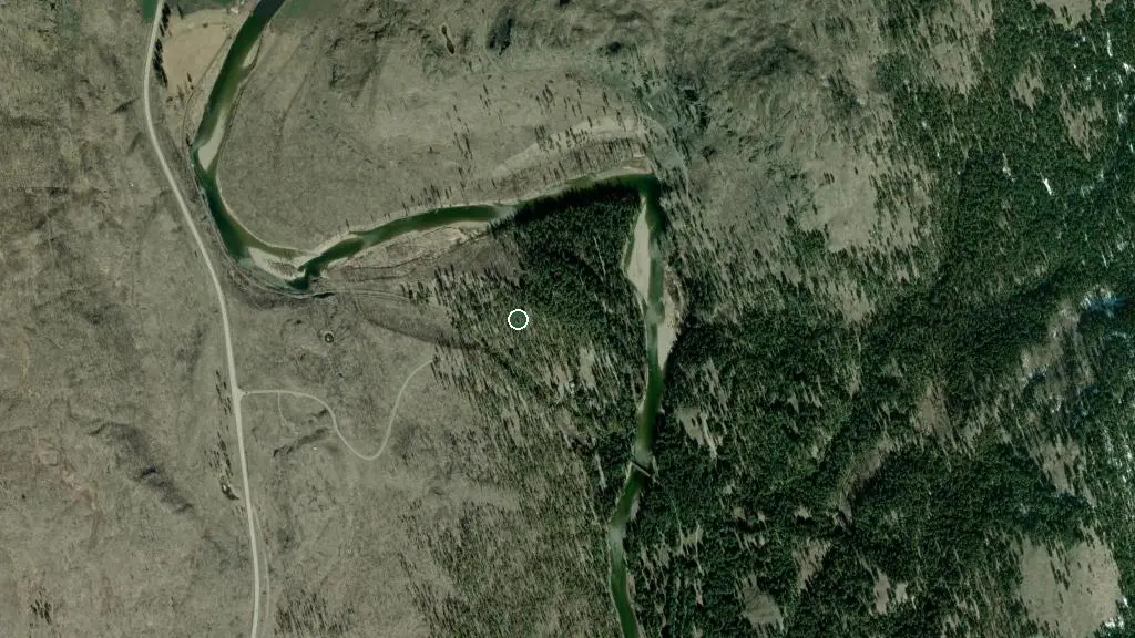 Aerial view of Kettle Creek Campground and surroundings