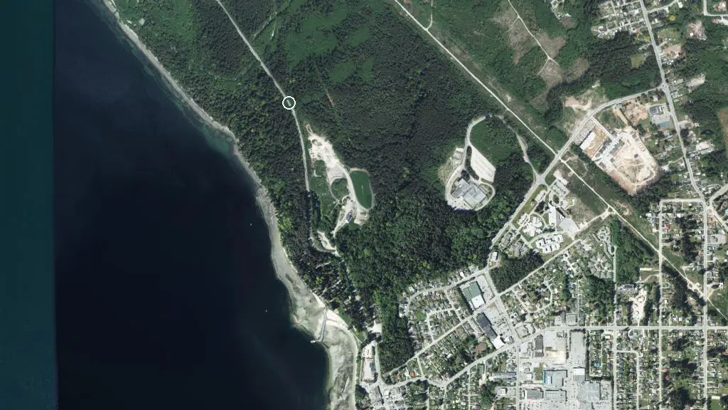 Aerial view of Garnet Rock Ocean Front Park and surroundings