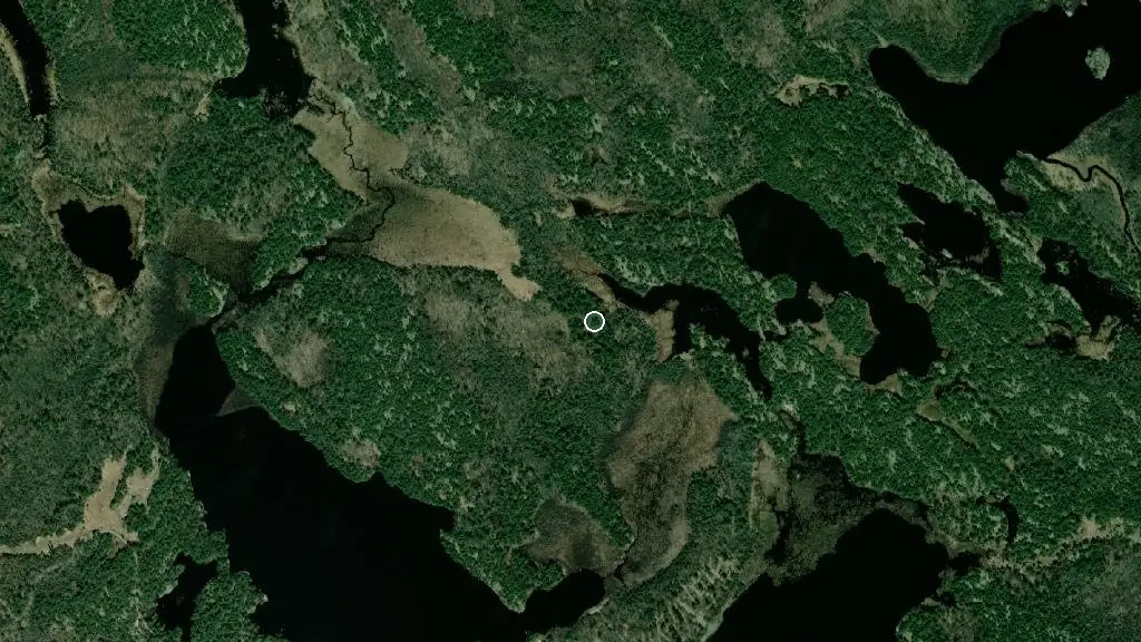 Aerial view of Grundy Lake Provincial Park and surroundings