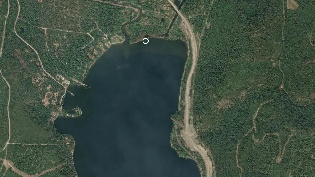 Aerial view of Moyie Lake Provincial Park and surroundings