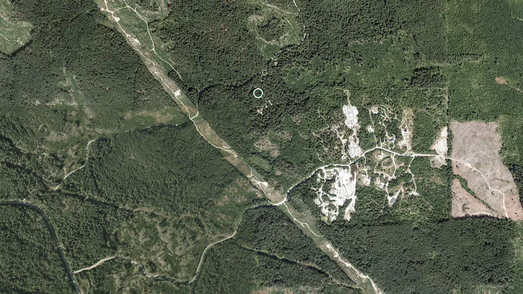 Aerial view of Homesite Creek Campground and surroundings