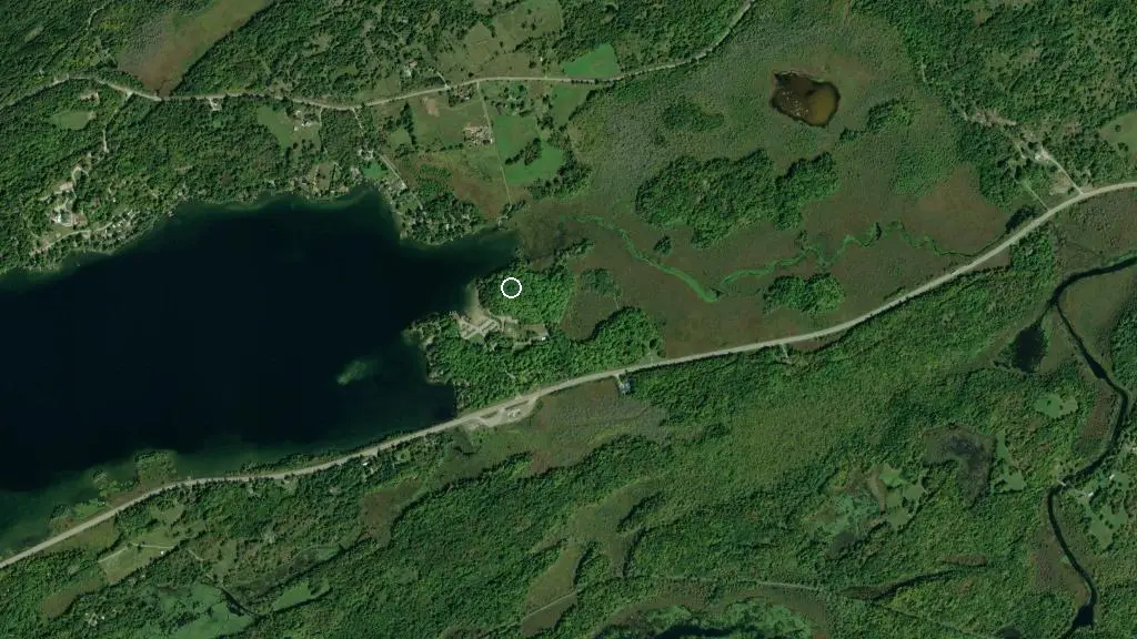 Aerial view of Silver Lake Provincial Park and surroundings