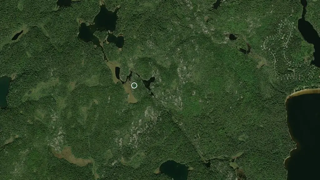 Aerial view of Halfway Lake Provincial Park and surroundings