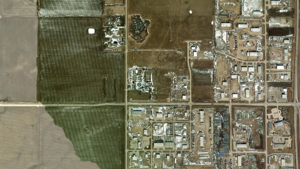 Aerial view of Blue Sky RV Park and surroundings