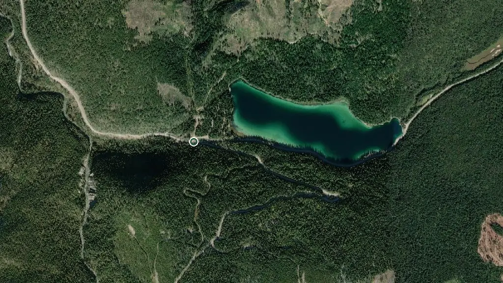 Aerial view of Whiteswan Lake Provincial Park and surroundings