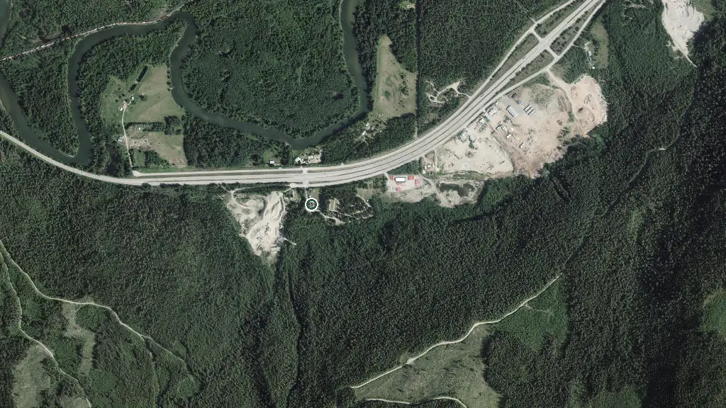 Aerial view of Sicamous RV & Cabin Resort and surroundings