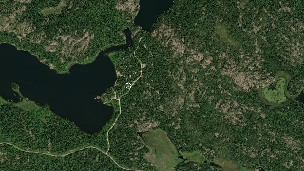 Aerial view of Nopiming Provincial Park - Tulabi Falls Campground and surroundings