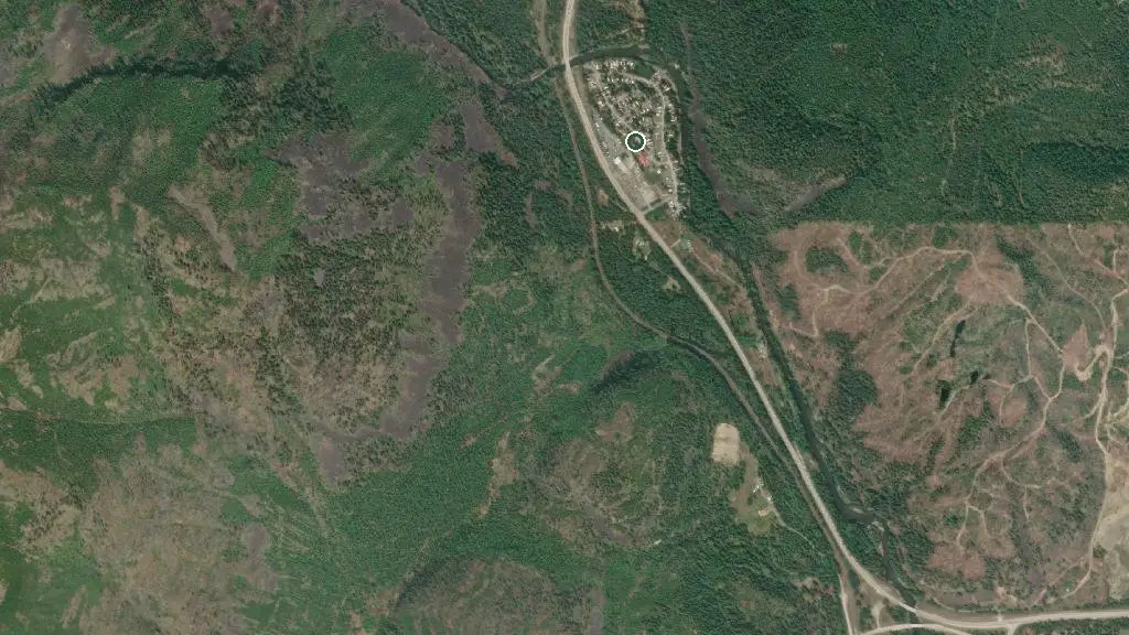 Aerial view of Owl's Nest RV Park and surroundings