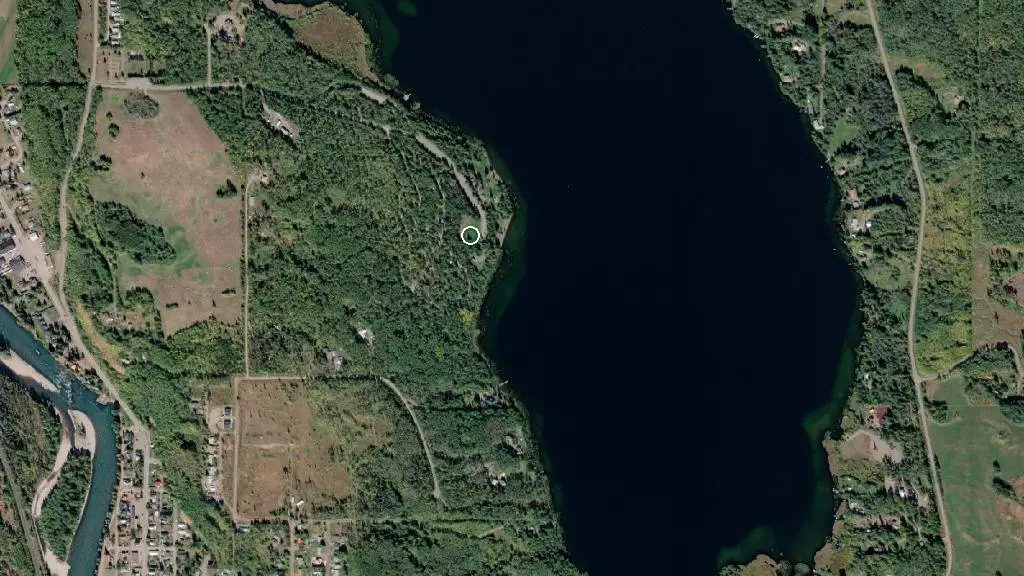 Aerial view of Tyhee Lake Provincial Park and surroundings
