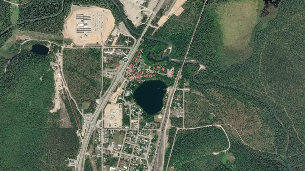 Aerial view of Blue River Campground & RV Park and surroundings