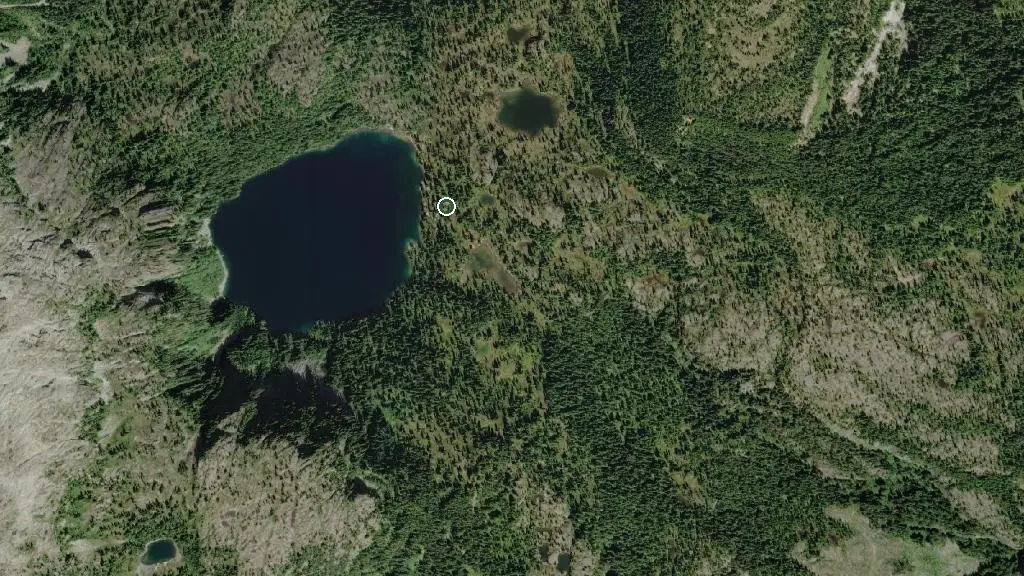 Aerial view of Circlet Lake Campground and surroundings