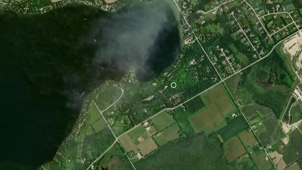 Aerial view of Bass Lake Provincial Park and surroundings