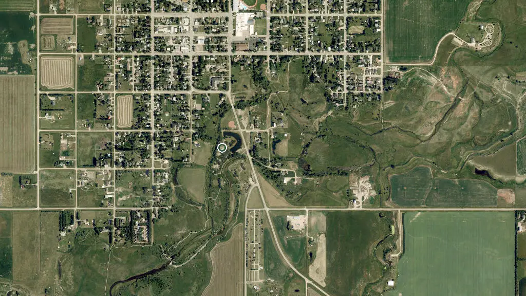 Aerial view of Jubilee Park Campground and surroundings