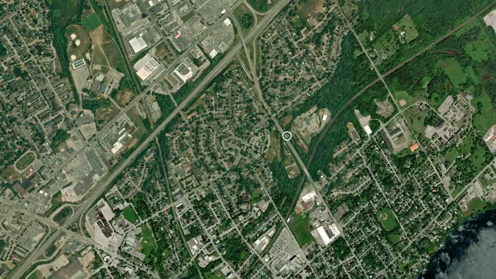 Aerial view of The City of Brockville Islands Campsites and surroundings